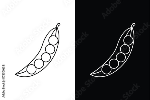 Premium Green Peas Line Icon. Fresh Garden Vegetable Vector Illustration