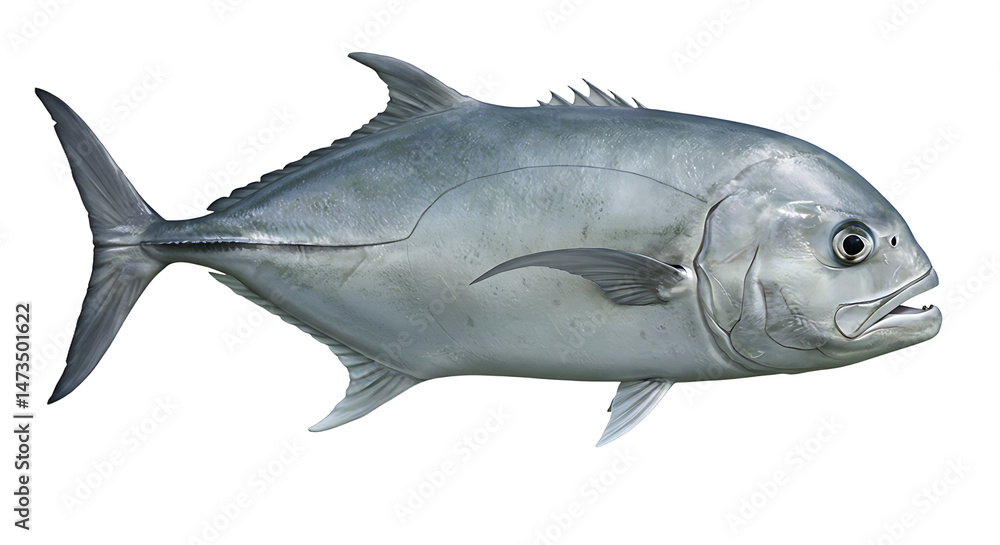 Obraz premium Detailed portrait of a streamlined horse-eye jack fish showcasing intricate scales