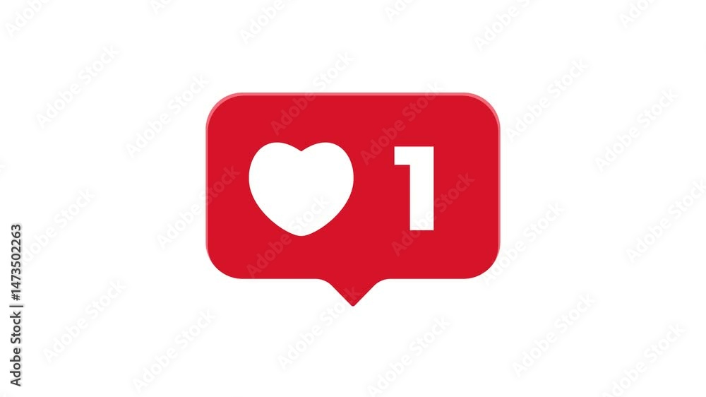 Like notification with number motion graphic Like notification with number motion graphic