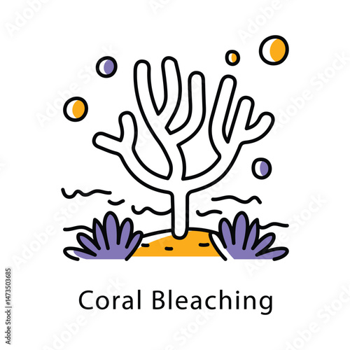 Coral Bleaching Filled Outline icon. EPS 10 File