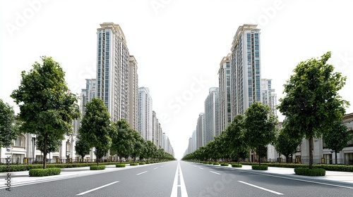 Modern City Street Architecture Urban Skyscrapers Green