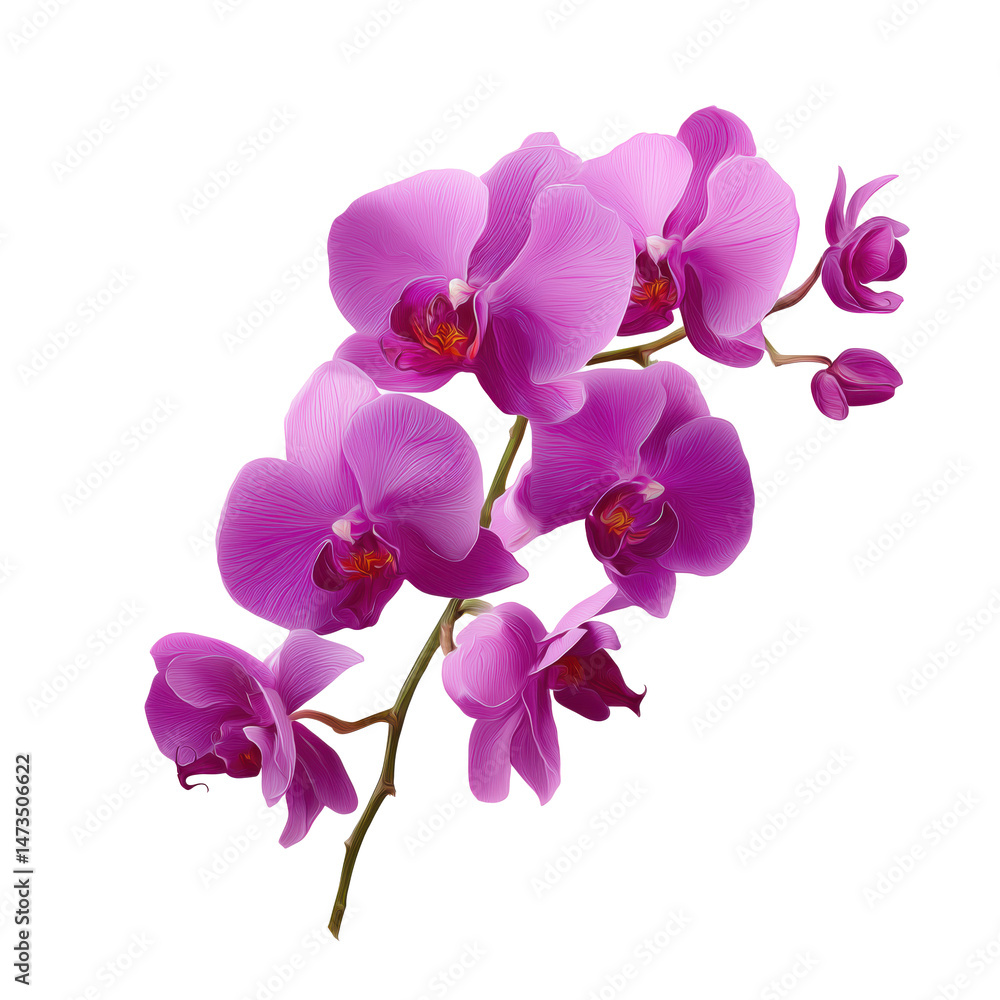 Obraz premium Stunning Pink Orchid Illustration: A Vibrant Floral Display , isolated on white background png