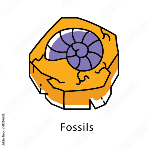Fossils Filled Outline icon. EPS 10 File