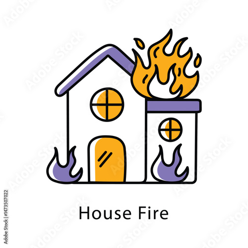 House Fire Filled Outline icon. EPS 10 File
