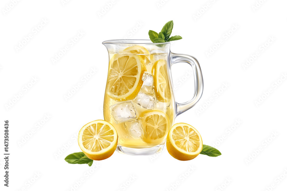 Fototapeta premium Refreshing Lemonade Pitcher Icy Cold Drink Summer Citrus,