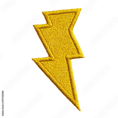 Golden lightning bolt emblem, embroidered patch