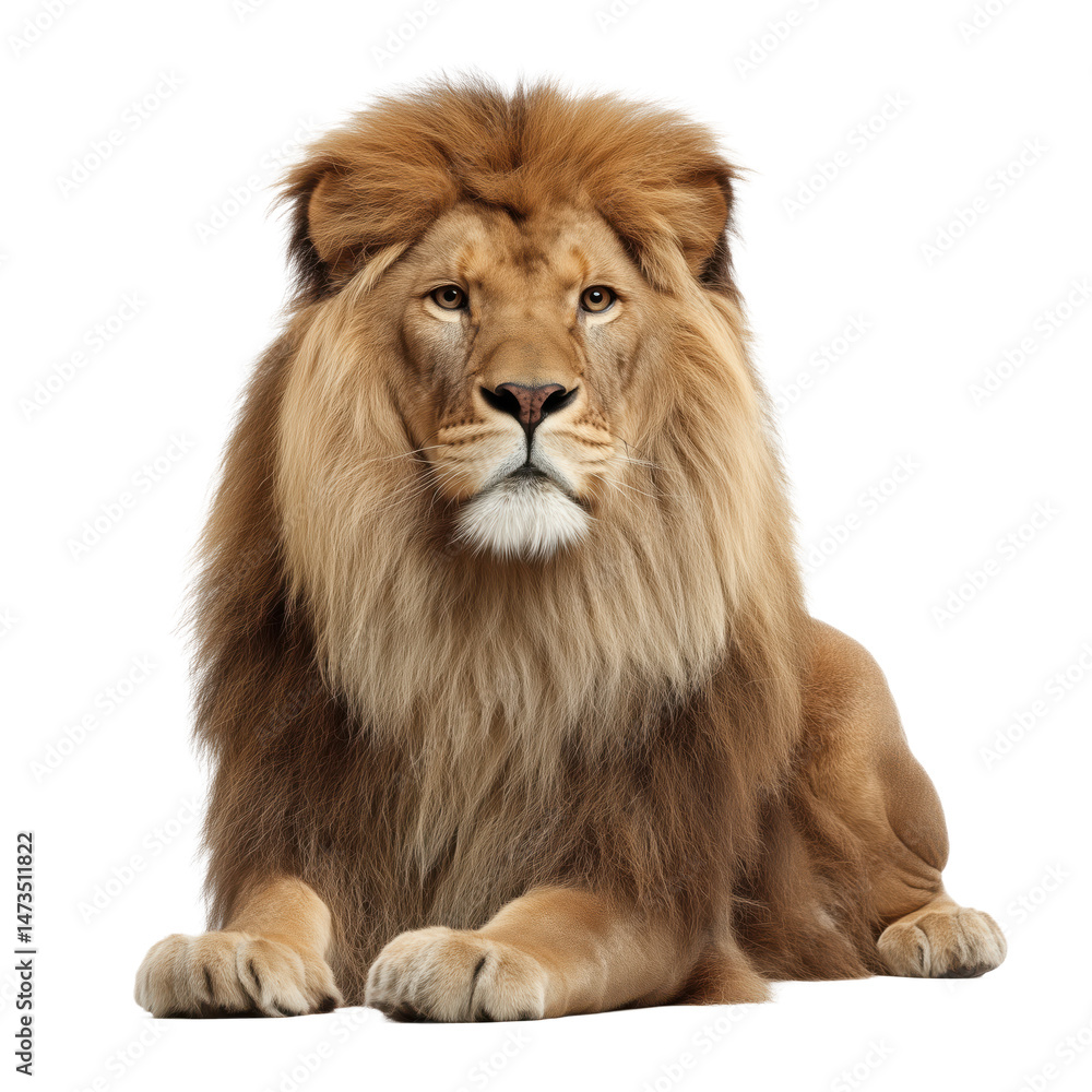 Fototapeta premium Majestic Lion Portrait - King of the Jungle , isolated on white background png