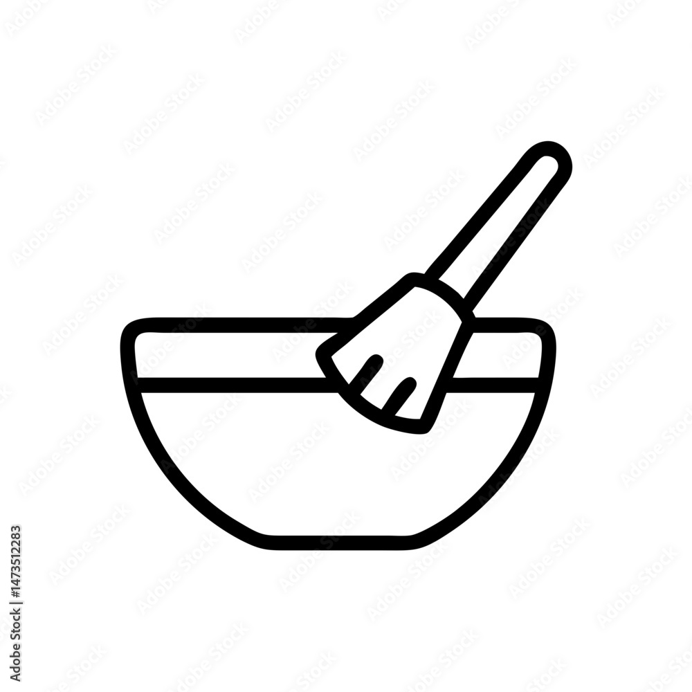 Mixing Bowl and Brush Tool Icon Design Mixing Bowl and Brush Tool Icon Design