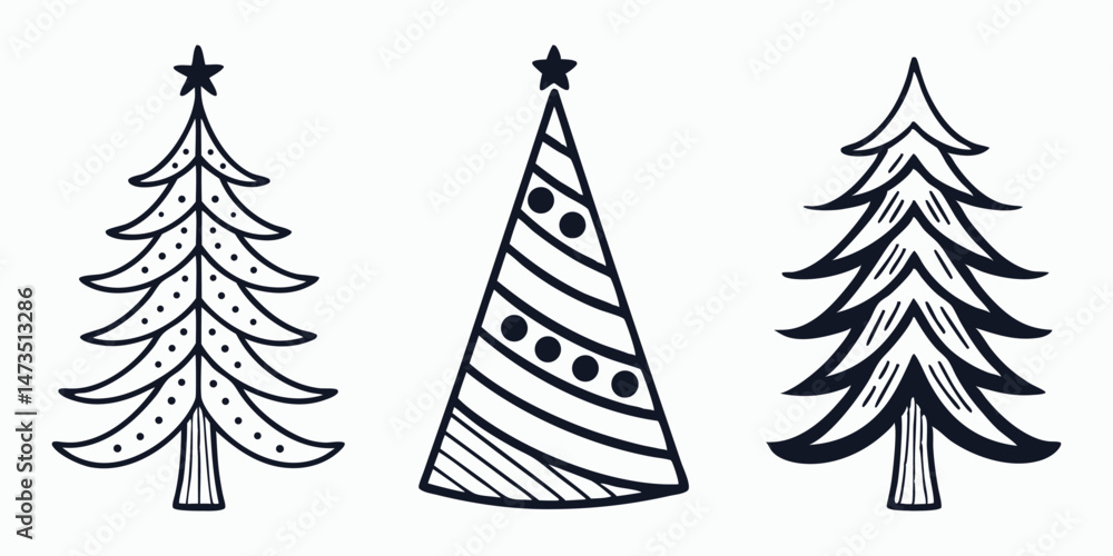 Fototapeta premium Set of three stylized Christmas trees