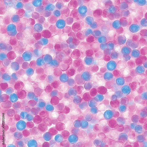 Festive, vibrant, circular pattern in soft pinks and blues