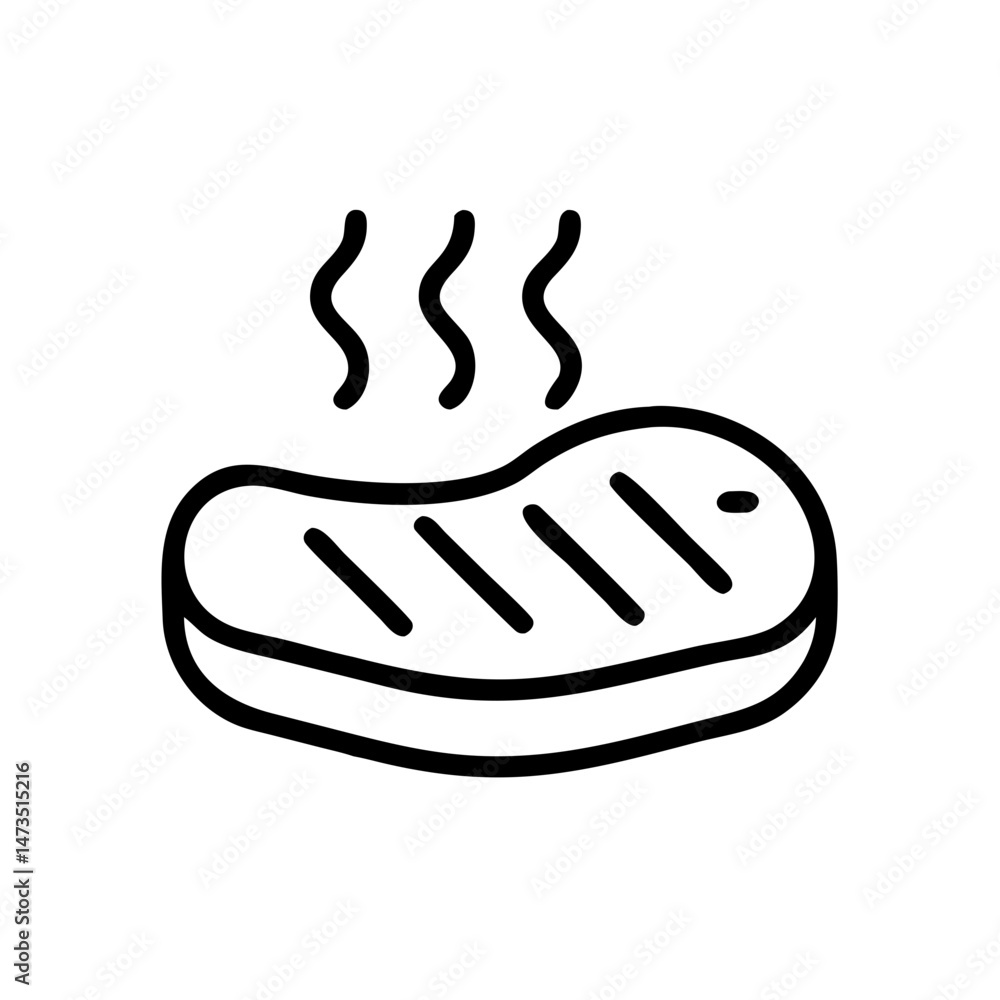 Obraz premium Grilled Steak on Plate Icon Design
