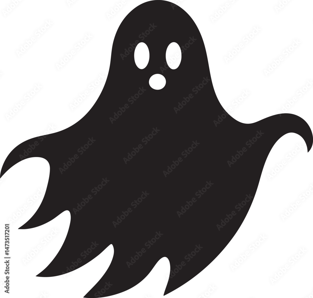 Naklejka premium Ghost black vector icon on white background