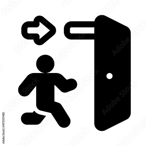 Emergency Exit Glyph Icon. Single icon, glyph vector icon