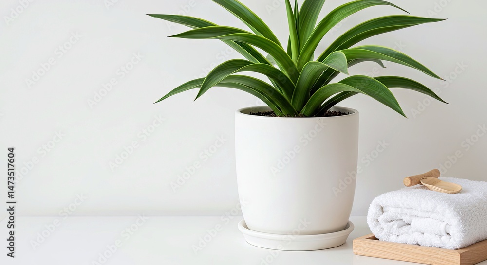 Minimalist White Surface Green Plant Ceramic Pot Simple Minimalist White Surface Green Plant Ceramic Pot Simple