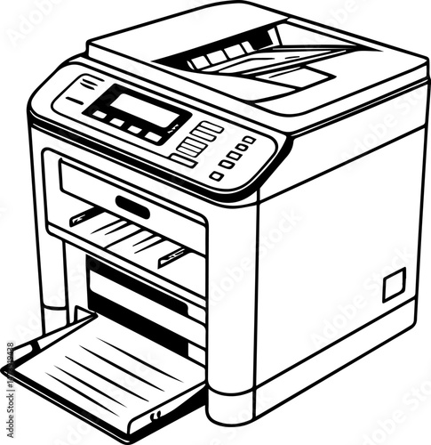 printer outline silhouette vector illustration line art