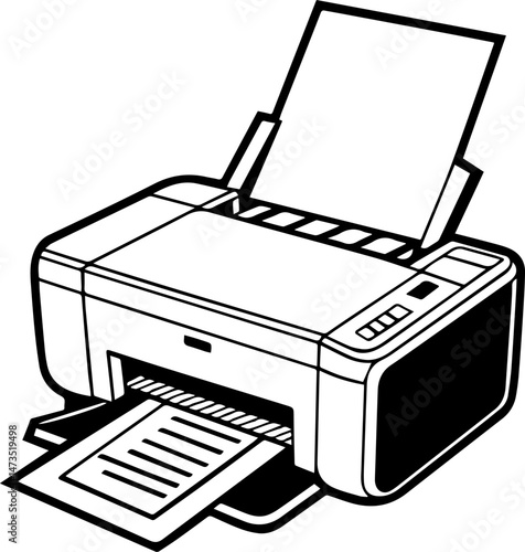 printer outline silhouette vector illustration line art