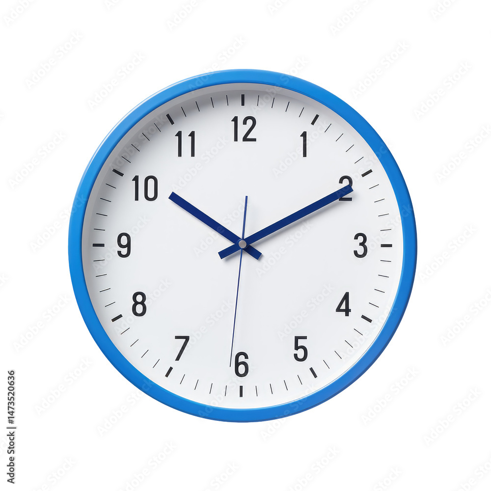 Modern Wall Clock with Bold Black Frame Isolated Modern Wall Clock with Bold Black Frame Isolated