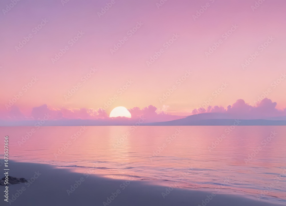 Fototapeta premium Fuzzy pastel sunset, pink blue yellow gradient, background, airy, vignette