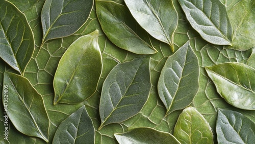 Wallpaper Mural Vibrant green leaves arranged on textured surface Torontodigital.ca