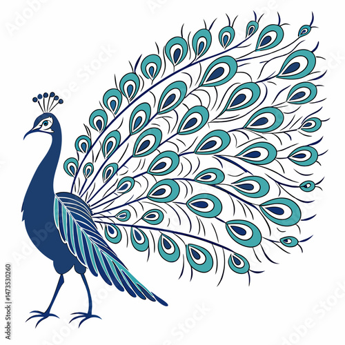 Majestic Peacock Illustration in Full Display