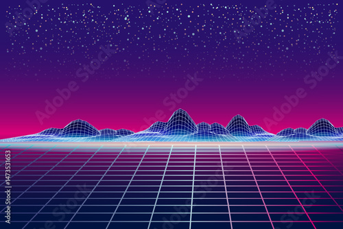 Synthwave retro banner vaporwave aesthetic background