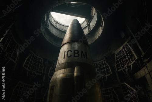 Intercontinental ballistic missile ICBM in silo, military defense