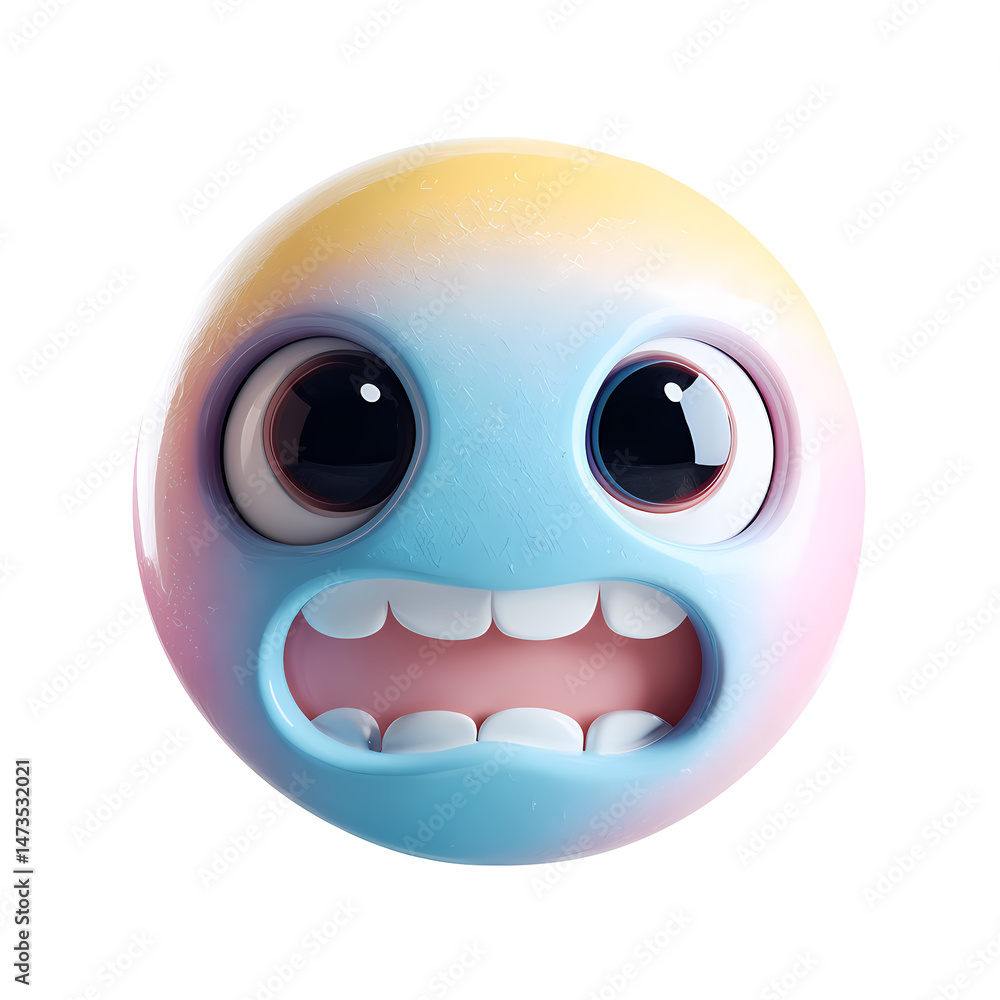 Fototapeta premium 3D Render of a Surprised Cartoon Emoticon on Transparent Background