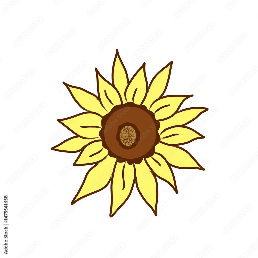 Fototapeta premium Yellow and simple sunflower illustration