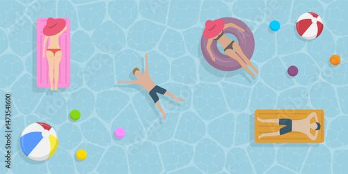 Enjoying Summer Relaxation by the Swimming Pool with Family and Friends for Pure Fun