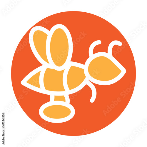 Pollen Basket on Bee Vector Glyph Two Colors Icon Design
