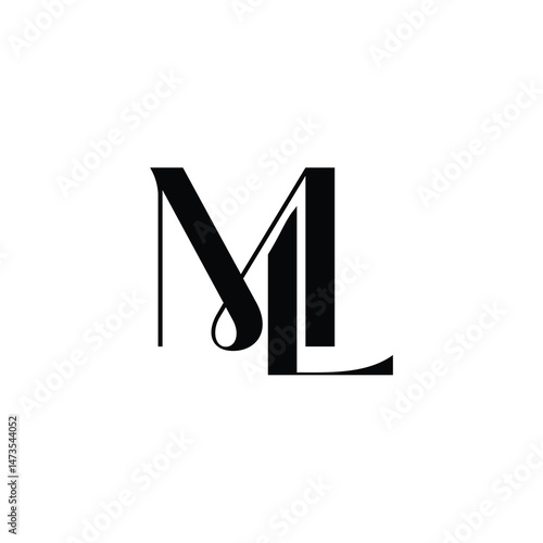 ML monogram logo design letter text name symbol monochrome logotype alphabet character simple logo