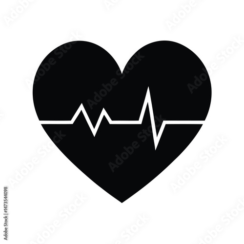 heart heartbeat line black silhouette 