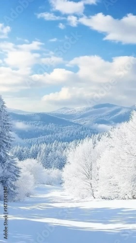 Wallpaper Mural Frozen winter landscape with pine trees covered in snow, peaceful and cinematic Torontodigital.ca