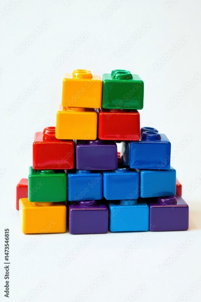 Colorful Building Blocks Stacked in a Fun Creative Arrangement Colorful Building Blocks Stacked in a Fun Creative Arrangement