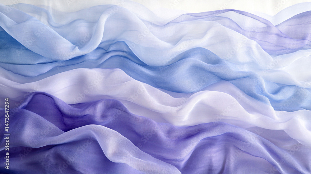 Fototapeta premium Smooth luxurious blue silk satin fabric with elegant rippled texture and soft waves