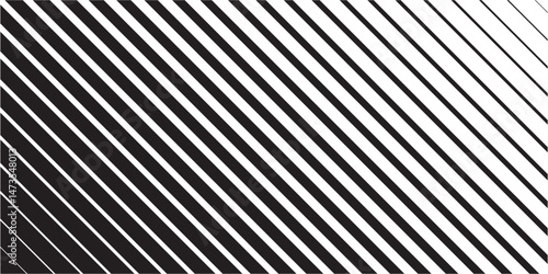Diagonal black and white stripes pattern. Graphic background with slanted lines, modern geometric design, high contrast optical illusion texture. Abstract vector illustration.