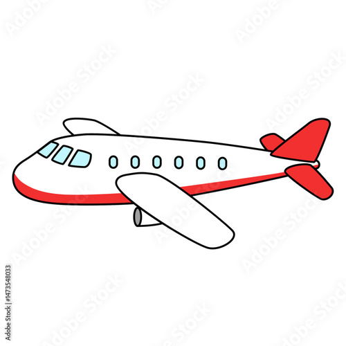 赤い飛行機のイラスト