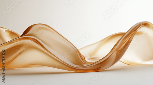 Golden wedding rings shimmer with an abstract orange light wave design against a smooth golden backdrop