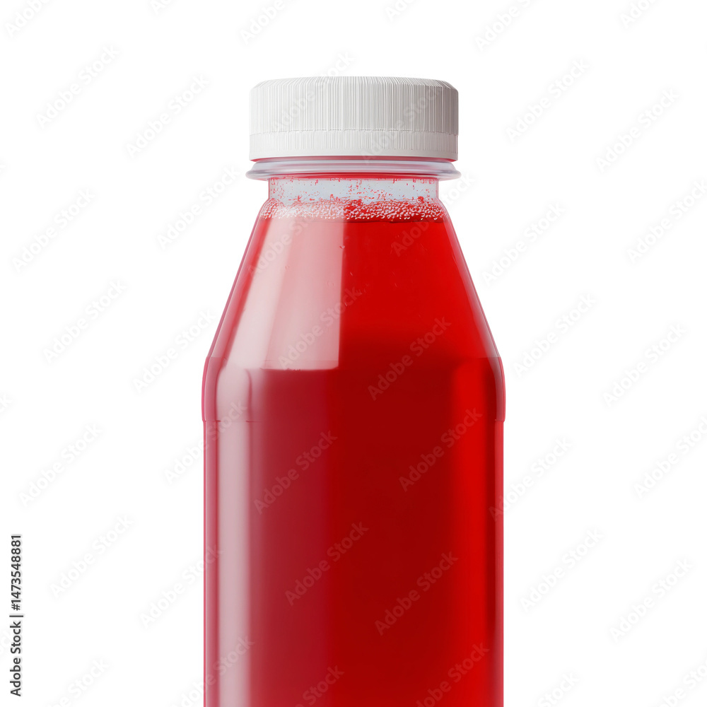 A bottle of refreshing red beverage A bottle of refreshing red beverage