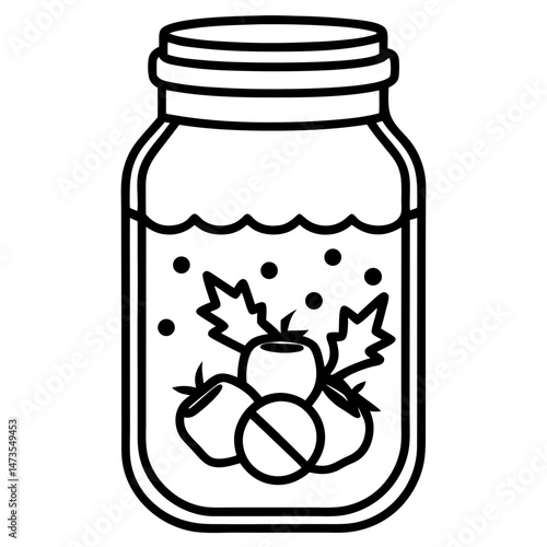 Pickled Veggie Jar Icon - Clean Line Vector Art