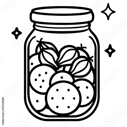 Pickled Veggie Jar Icon - Clean Line Vector Art