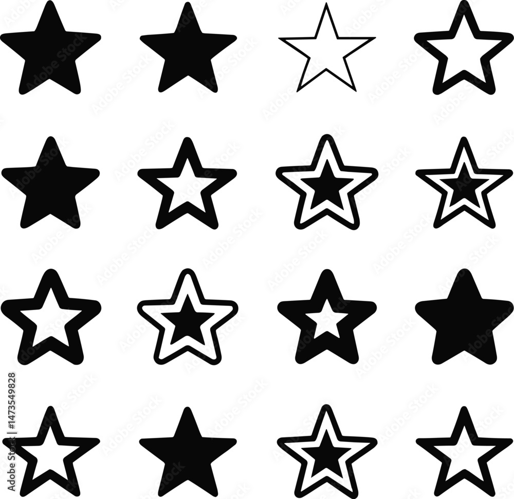 Star icon set on white background. Vector illustration. Star icon set on white background. Vector illustration.