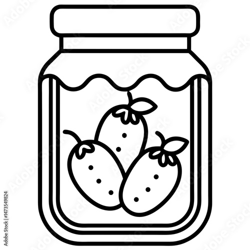 Pickled Veggie Jar Icon - Clean Line Vector Art