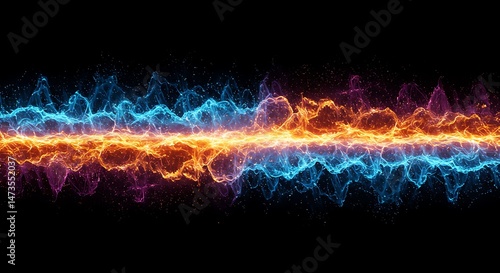 Dynamic blue & orange energy clash. 