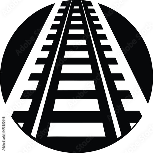 train tracks logo silhouette icon vector illustration