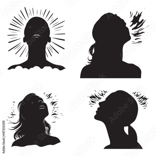 A Black Silhouette of a Breathing Set Clipart