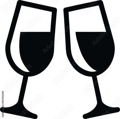 wine glass cheers logo silhouette icon vector illustration