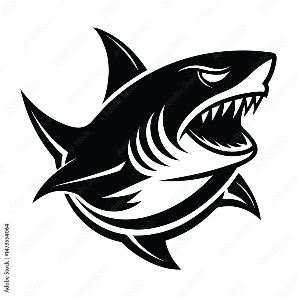 Obraz premium Shark silhouette, powerful and sleek, vector logo