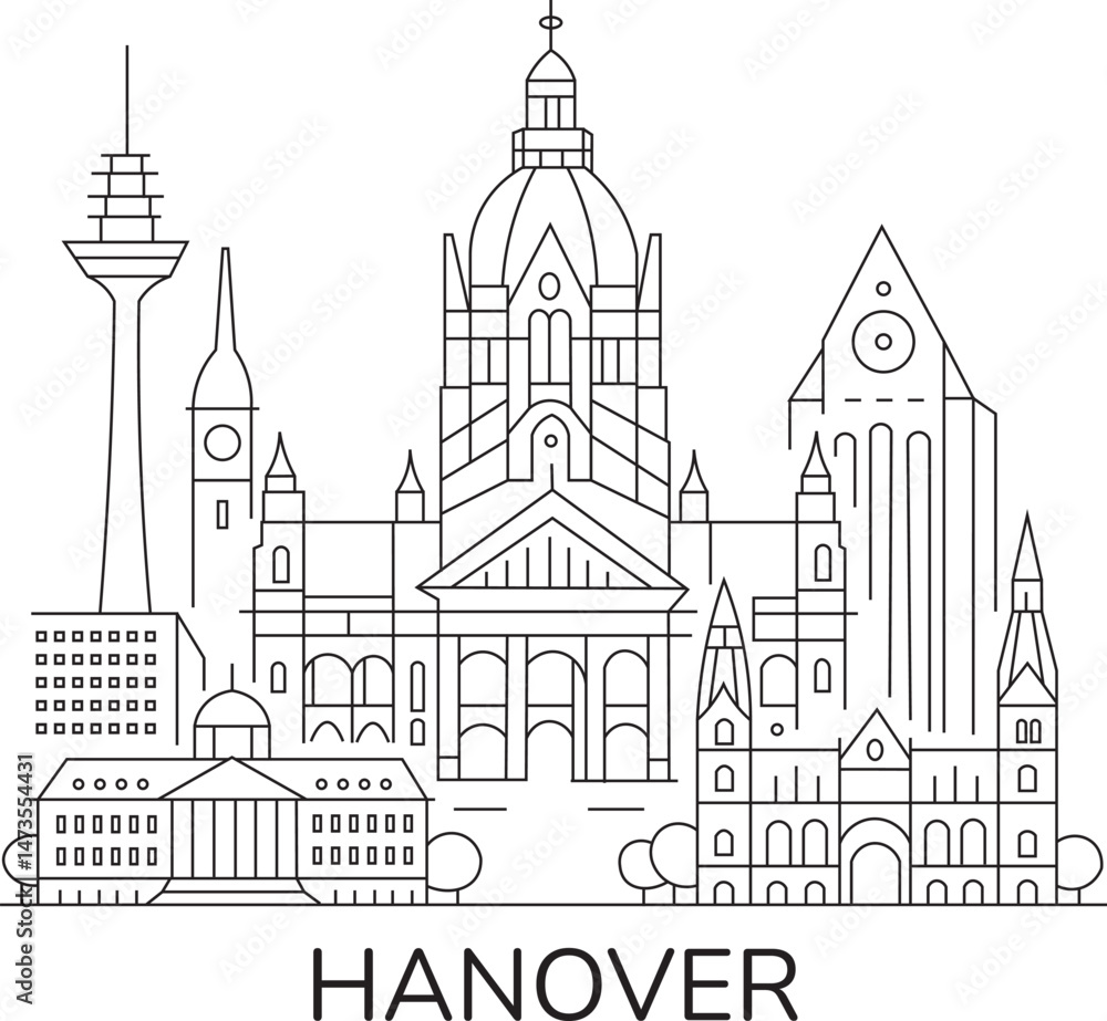 Hanover City Line Draw Simple Minimalist Hanover City Line Draw Simple Minimalist