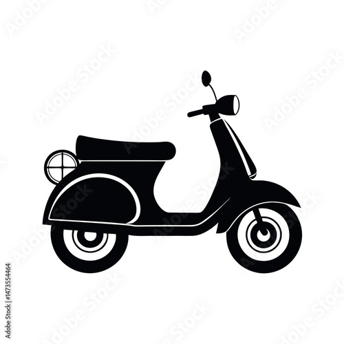 Moped Two Wheeler Black Vector Illustration